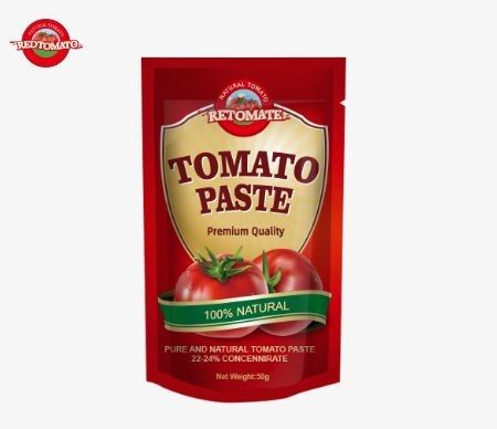 50g σε όρθια σακούλα Τομάτα πάστα πληροί τα πρότυπα ISO HACCP και BRC καθώς και τη συμμόρφωση με τους κανονισμούς παραγωγής του FDA