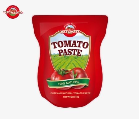 56g Stand Sachet / Flat Bag Tomato Paste Συγκέντρωση 28-30%/22-24%/18-20%