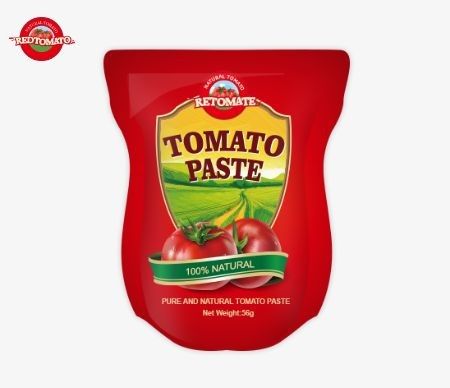 56g Stand Sachet / Flat Bag Tomato Paste με συγκεντρώσεις 28-30% 22-24% και 18-20%