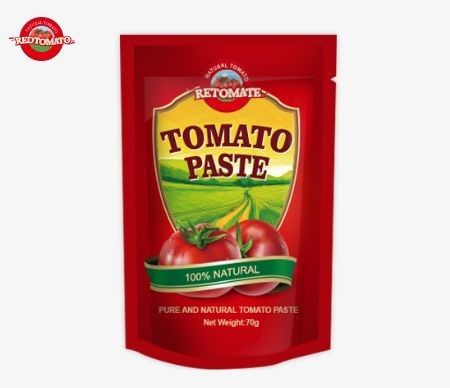Πρωταθλήματα 70g σακούλες με παστα ντομάτας διπλής συγκέντρωσης Διαθέσιμα σε επίπεδα και όρθια σχέδια
