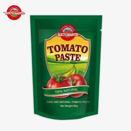 80g Stand-up Pouch Double-Concentrated Tomato Paste προσφέρεται με επίπεδα καθαρότητας που ποικίλλουν από 30% έως 100%
