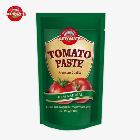 OEM Stand Up Sachet 100g διπλής συμπυκνωμένης ζύμης ντομάτας με καθαρότητα που κυμαίνεται από 30% έως 100%