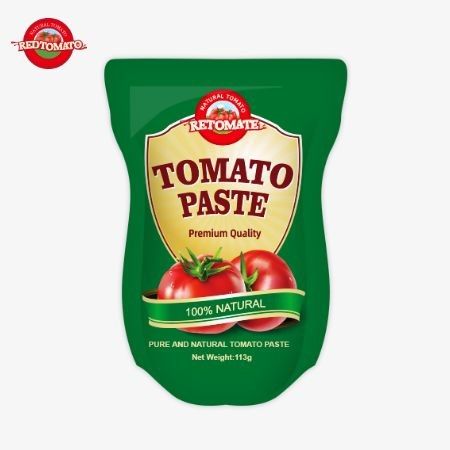 Παστί ντομάτας 113g Stand-up sachets σύμφωνα με τα πρότυπα παραγωγής ISO HACCP BRC και FDA