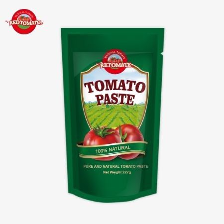 ISO Pouch Tomato Paste 227g Διπλή συμπυκνωμένη ζύμη ντομάτας με καθαρότητα που κυμαίνεται από 30% έως 100%