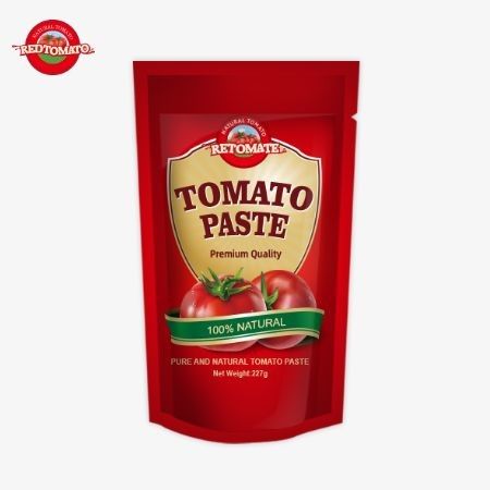 ISO Pouch Tomato Paste 227g Διπλή συμπυκνωμένη ζύμη ντομάτας με καθαρότητα που κυμαίνεται από 30% έως 100%