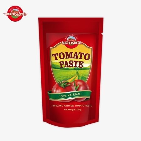ISO Pouch Tomato Paste 227g Διπλή συμπυκνωμένη ζύμη ντομάτας με καθαρότητα που κυμαίνεται από 30% έως 100%