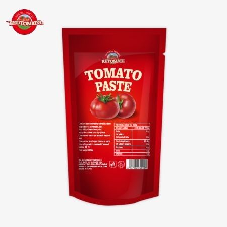 ISO Pouch Tomato Paste 227g Διπλή συμπυκνωμένη ζύμη ντομάτας με καθαρότητα που κυμαίνεται από 30% έως 100%