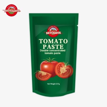 ISO Pouch Tomato Paste 227g Διπλή συμπυκνωμένη ζύμη ντομάτας με καθαρότητα που κυμαίνεται από 30% έως 100%