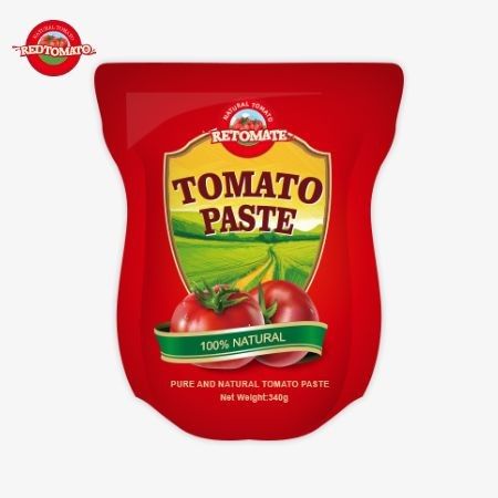 340g Stand-up Sachet Of Tomato Paste πληροί τα πρότυπα ISO HACCP και BRC για τη συμμόρφωση των τιμών εργοστασίου