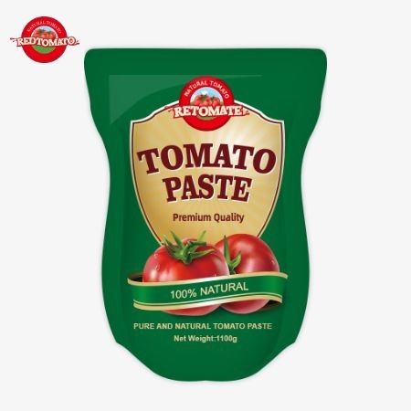 1100g Stand-up Sachet Of Tomato Paste συμμορφώνεται με τα πρότυπα ISO HACCP και BRC, εξασφαλίζοντας τη συμμόρφωση με τις εργοστασιακές τιμές