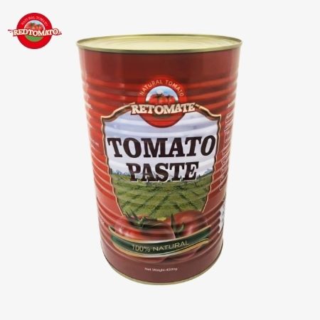 Το Retomate 4500g κονσερβοποιημένη ζύμη ντομάτας (Brix 28·30%) είναι διαθέσιμη με το εμπορικό μας σήμα με πλήρη υπηρεσίες σχεδιασμού μάρκας και συσκευασίας
