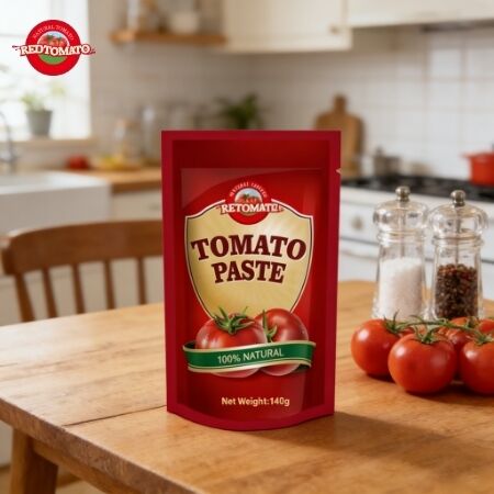 140g Stand-up Sachet γλυκιά και ξινή παστα ντομάτας 26%-28% καθαρότητα - OEM διαθέσιμο