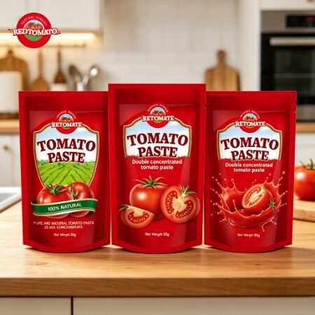 50g Stand-up Sachet Tomato Paste με τριπλή συγκέντρωση και συμμόρφωση με τα πρότυπα ISO HACCP BRC