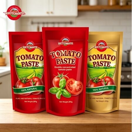200g Stand-up Sachet Tomato Paste - ISO HACCP BRC πιστοποιημένη, 30%-100% καθαρότητα, γλυκό και ξινή γεύση