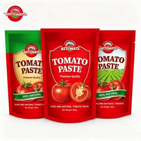 400g Stand-Up Sachet Tomato Paste με 30%-100% καθαρότητα, τριπλή συγκέντρωση και πιστοποίηση ISO, HACCP, BRC, FDA