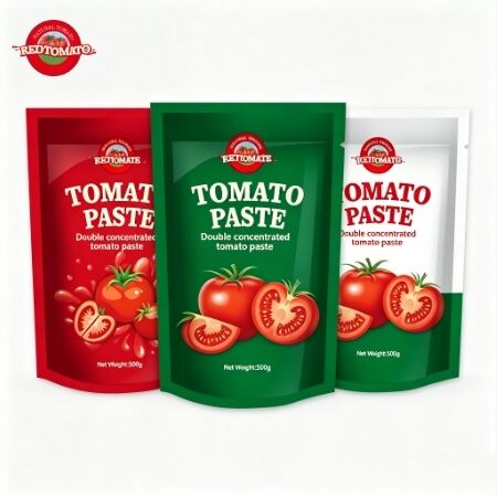 500g Stand-up Sachet Tomato Paste Triple Concentrated με γλυκιά και ξινή γεύση ISO HACCP BRC FDA πιστοποιημένο