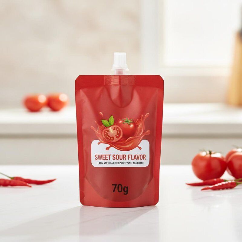 70g Πάστα Ντομάτας Κόκκινη Σε Σταντ-Απ Πουγκί Γλυκόξινη Γεύση Λατινική Αμερική Συστατικό Επεξεργασίας Τροφίμων