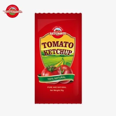 OEM 30g Tomato Ketchup Sachet με καθαρή φυσική γεύση, σύμφωνη με τα πρότυπα ISO HACCP και FDA